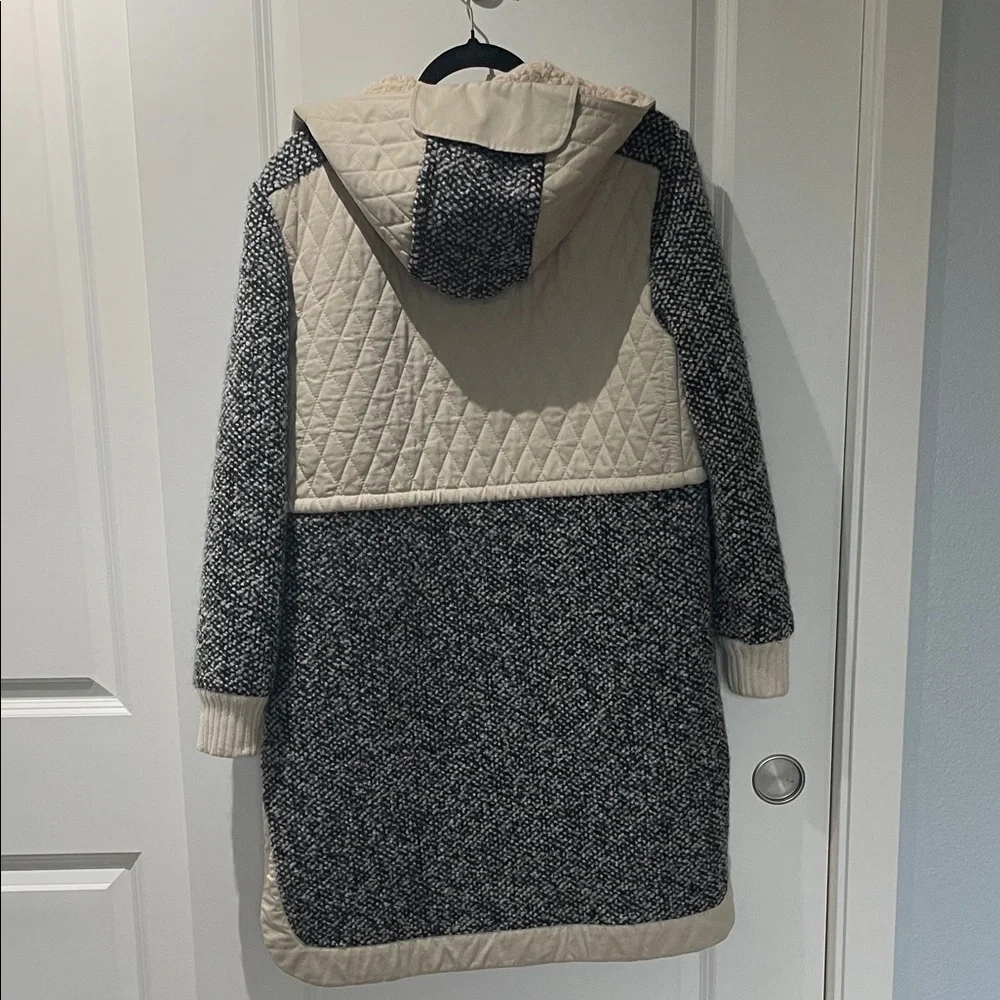 SEE BY CHLOE WOOL BLEND HOODED QUILT JACKET  - Beige and Black - Picture 5 of 5
